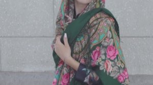 Платок из уплотненной шерстяной ткани с шелковой бахромой "Финифть", вид 29