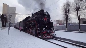 Стоянка сплотки паровозов ЛВ-0522 и Л-2057 на Рижском вокзале г. Москвы, 04.01.2016