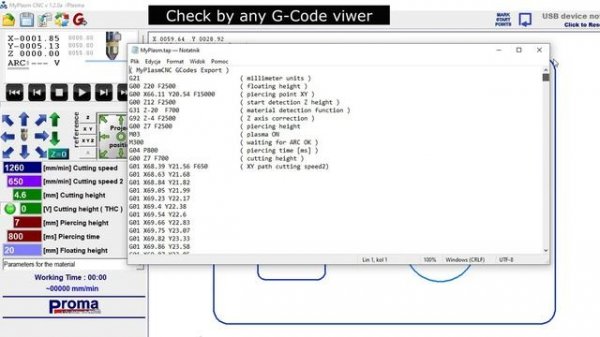 MyPlasm as Free G-Code generator  for CNC plasma cutter from DXF or MyMiniCAD. DXF G-Code converter