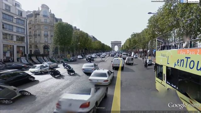 Google Street View Paris: shrinking Arc de Triomphe, Avenue des Champs Elysees смотреть онлайн