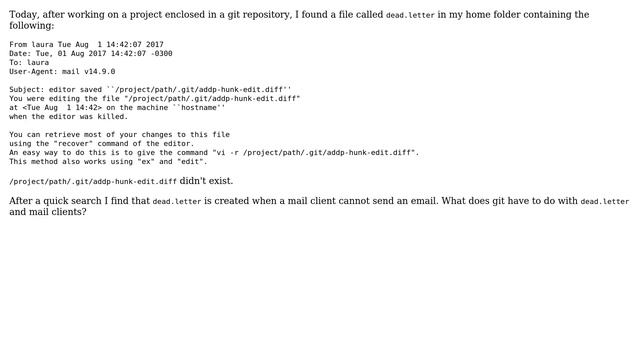 Unix & Linux: dead.letter containing git information смотреть онлайн
