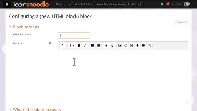 The HTML block Moodle 3.5 смотреть онлайн