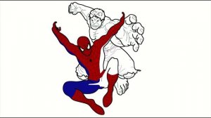 MARVEL SPIDERMAN  AND HULK COLORING PAGE -РАСКРАСКА MARVEL ЧЕЛОВЕК-ПАУК И ХАЛК -SPIDERMAN Y HULK -