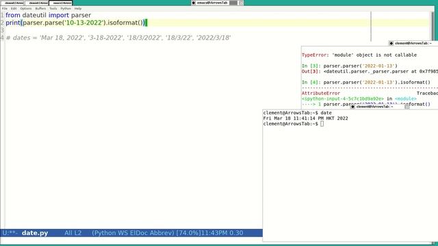 Python in Emacs 0002 -- How to parse all different date formats to ISO format. смотреть онлайн