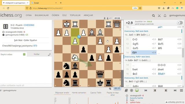playing against very Strategic #chess player #chess960 #fischerchess смотреть онлайн