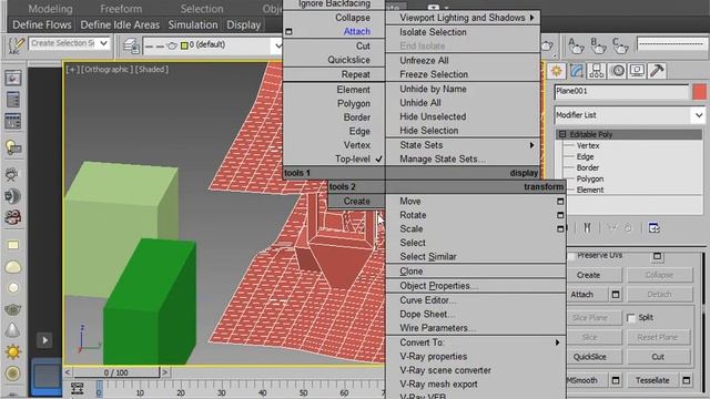 3dmax Editable Poly Attach присоединение геомтрии смотреть онлайн