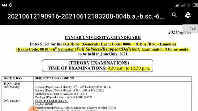 Ba/B.sc 6TH semester Datesheet Usol /Private /Regular student Pu University |2021| Panjab universit смотреть онлайн