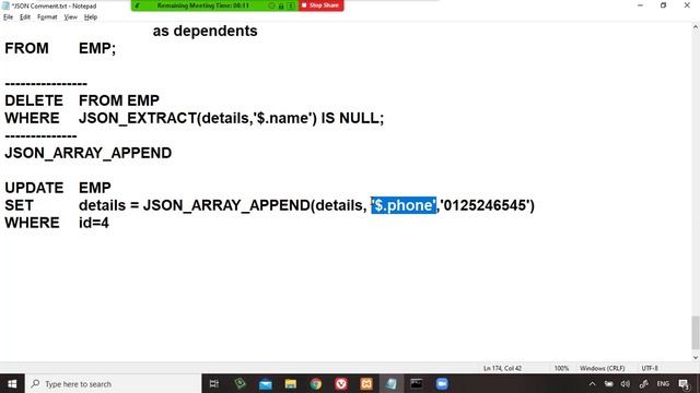83 Modern Databases Cairo Univ MySQL Document DB, JSON update json data and append data to array, J смотреть онлайн