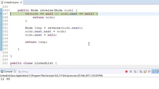 Linked List in Java:12 - Reverse linked list Recursively смотреть онлайн