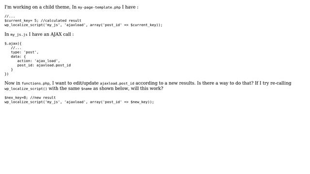 Wordpress: Update Data parameter of a wp_localize_script() call смотреть онлайн