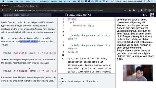 Create a Media Query (Responsive Web Design Principles) freeCodeCamp Tutorial смотреть онлайн