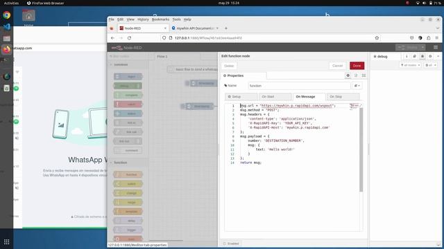 HOW TO: send whatsapp from node-red with mywhin смотреть онлайн