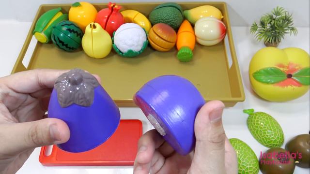 Learn Names of Fruits & Vegetables with Pretend Play Food Velcro Cutting Toys Fun Learning For Kids смотреть онлайн