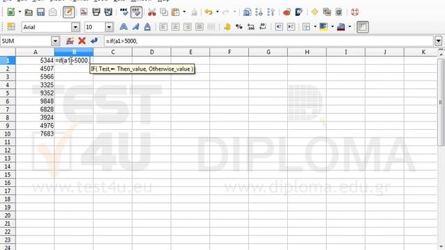 Enter the appropriate function in cell B1, so that if the value in cell (A1) is higher than... смотреть онлайн