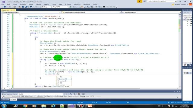 AutoCAD Programming using C#.NET - Move Object Part1 смотреть онлайн