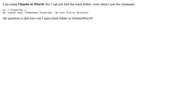 Ubuntu: Where is the Trash folder in Ubuntu/Windows (WSL)? смотреть онлайн