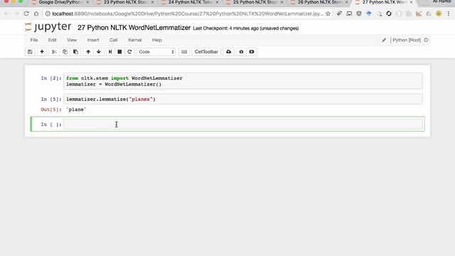 27 Python NLTK WordNetLemmatizer смотреть онлайн