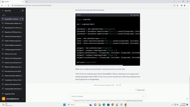 Creating Proper List for SimpleKML library Python смотреть онлайн