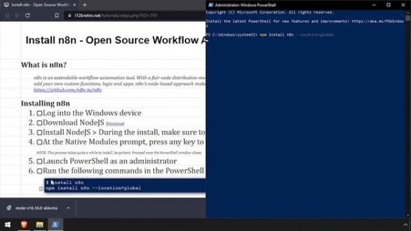 Install n8n - Open Source Workflow Automation - on Windows