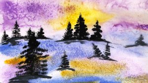 Нарисуем зимний пейзаж необычным способом. Рисуем зиму с детьми. Простые картины для творчества.