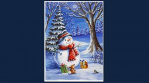 как нарисовать снеговика. снеговик в лесу.mp4