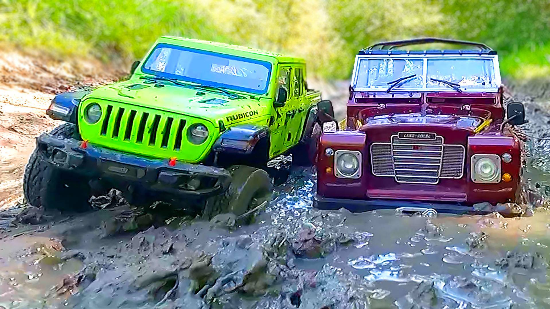 Jeep Gladiator и Land Rover 109 – Грязевые приключения на радиоуправляемых машинах с лебёдками смотреть онлайн