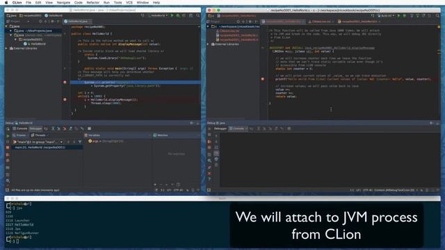 recipeNoD002 - Debugging JNI code with IntelliJ/CLion смотреть онлайн