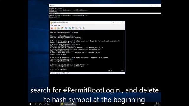 Permit root login throught ssh connection in VDP смотреть онлайн