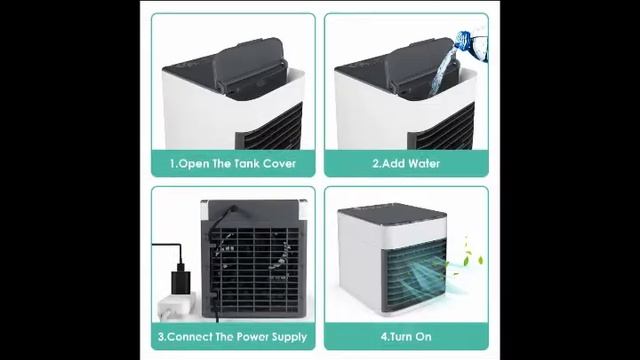Air Cooler, Personal Air Conditioner Fan with LED Lights，Mini Air Purifier Humidifier for Home Room смотреть онлайн