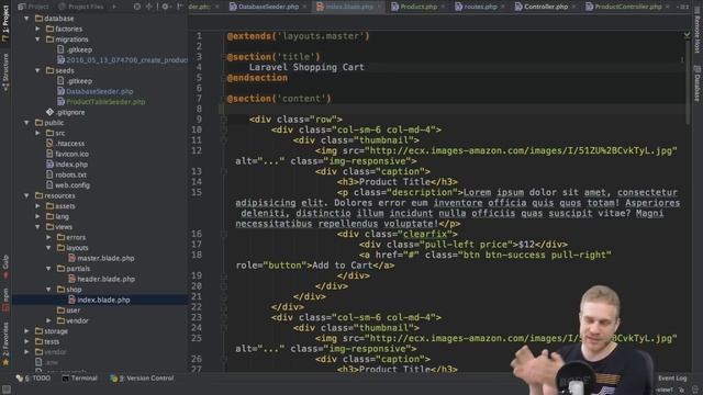 Laravel 5.2 PHP - Build a Shopping Cart - #4 Outputting Product Data смотреть онлайн