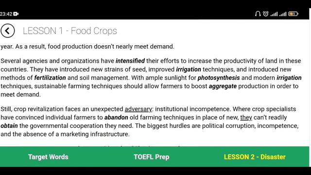 Текст Food Crops | Подготовка к TOEFL | Продолжение урока #1 смотреть онлайн