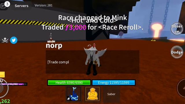 Race reroll until i get mink in blox fruit😳 смотреть онлайн