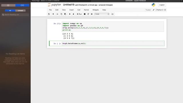 Creating dataframe in pyhton using 2D array смотреть онлайн