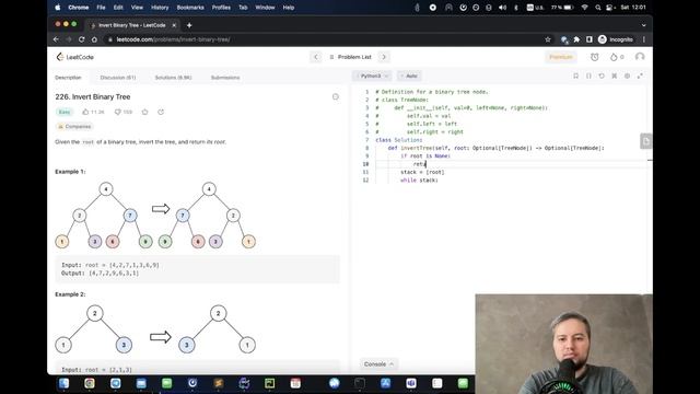 Разбор задачи Invert Binary Tree - Depth First Search - Leetcode 226 - Python смотреть онлайн