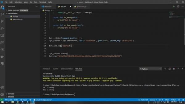 How to make a Discord bot dashboard using Python