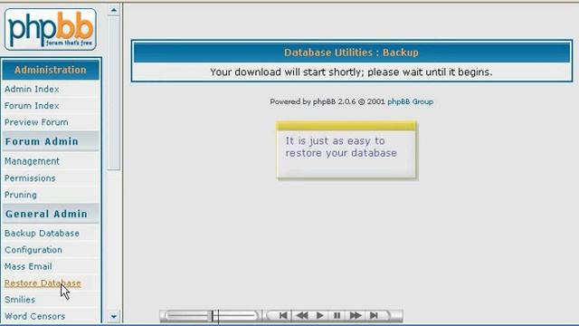 Backing up and restoring databases in phpBB смотреть онлайн