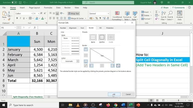 Split Cell Diagonally in Excel (Two Headers in Same Cell) смотреть онлайн