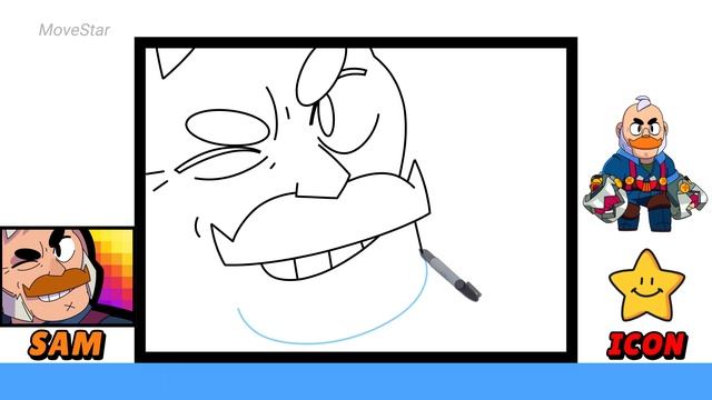 How To Draw SAM Icon ? | Brawl Stars | New Brawler | Voice Lines | Line Art Drawing смотреть онлайн