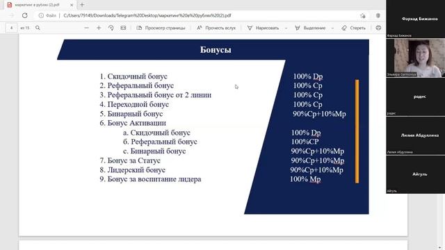 Встреча с командой и Лидерами Башкирии . Zoom компании M.International Презентация и обсуждение.