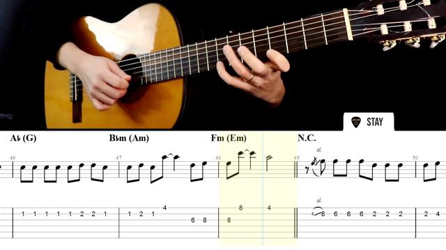 STAY (The Kid LAROI, Justin Bieber) Guitar Tabs Tutorial смотреть онлайн