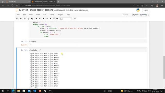 Part 2: Create players automatically and reset score after game over, snakes and ladders with pytho смотреть онлайн