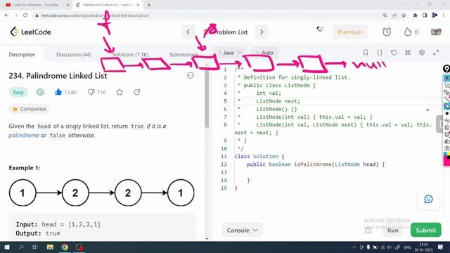 LeetCode Problem: 234. Palindrome Linked List | Java Solution смотреть онлайн