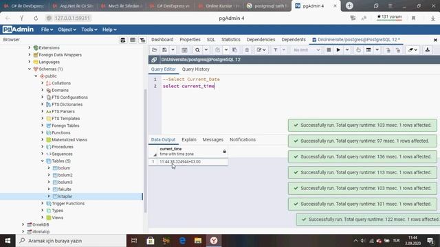 PostgreSQL Ders 40 Tarih Zaman Fonksiyonları (Current Date, Current Time Select Now) смотреть онлайн