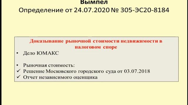 Доказывание рыночной стоимости недвижимости. Дело Вымпел / the market value of real estate смотреть онлайн
