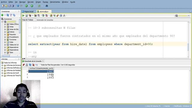Oracle Programación de BD con SQL - Subconsultas de varias filas y operadores IN, ANY, ALL смотреть онлайн