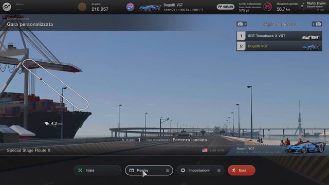 GT7 (PS5) SRT Tomahawk VGT vs Bugatti Vision GT - Special Stage Route X (4K HDR) смотреть онлайн