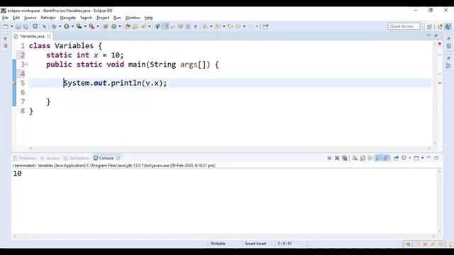 Instance, Static, Local Variables example in Java смотреть онлайн