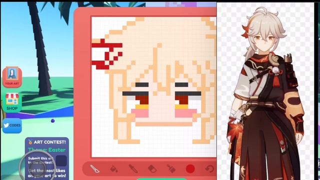 Kazuha Pixel Art in Roblox Starving Artist ? ? смотреть онлайн