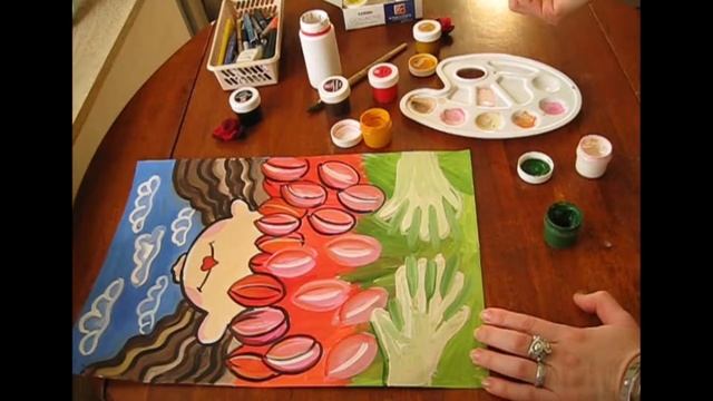 How to draw a picture with a child? Как с ребенком нарисовать картину? Букет тюльпанов для мам! смотреть онлайн