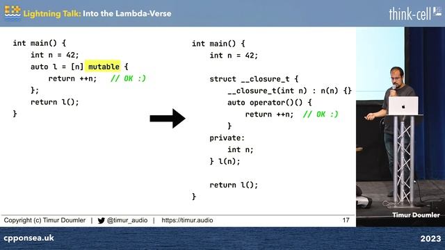 Lightning Talk: Into the Lambda-Verse - Timur Doumler - C++ on Sea 2023 смотреть онлайн